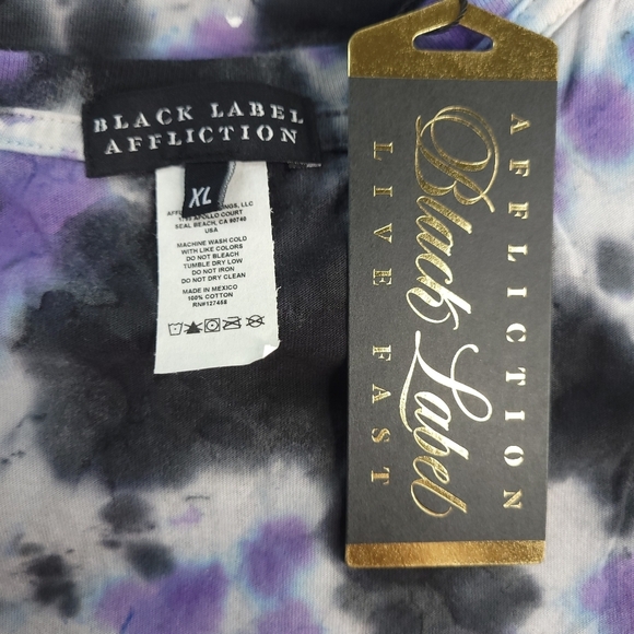 Affliction Men's Black Label Rhinestone Skull T-shirt - Size: XL- Tie-dye - NWT - Picture 10 of 10